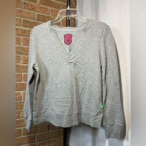 Sleep Sense grey cotton long sleeve v-neck top - medium